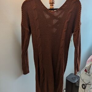 Elegant Brown Knit Dress